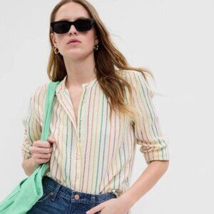 The Gap Crinkle Gauze Shirt rainbow size medium tall